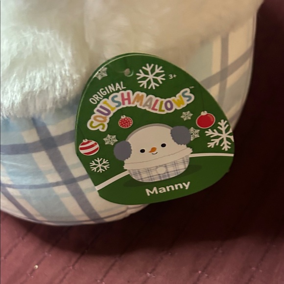 Squishmallows Manny Snowman with Blue and White Plaid - Picture 2 of 6